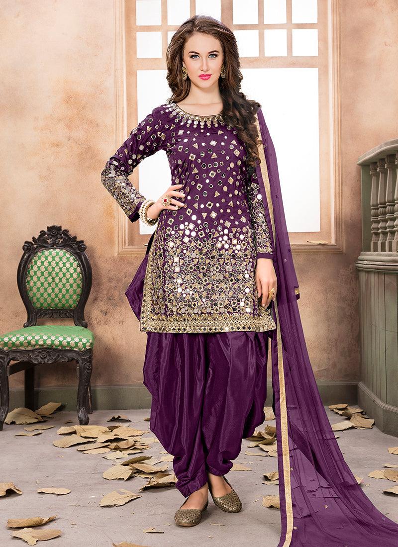 Wine Color Mirror Work Punjabi Salwar Suit Geniue Stockist Cheap Online