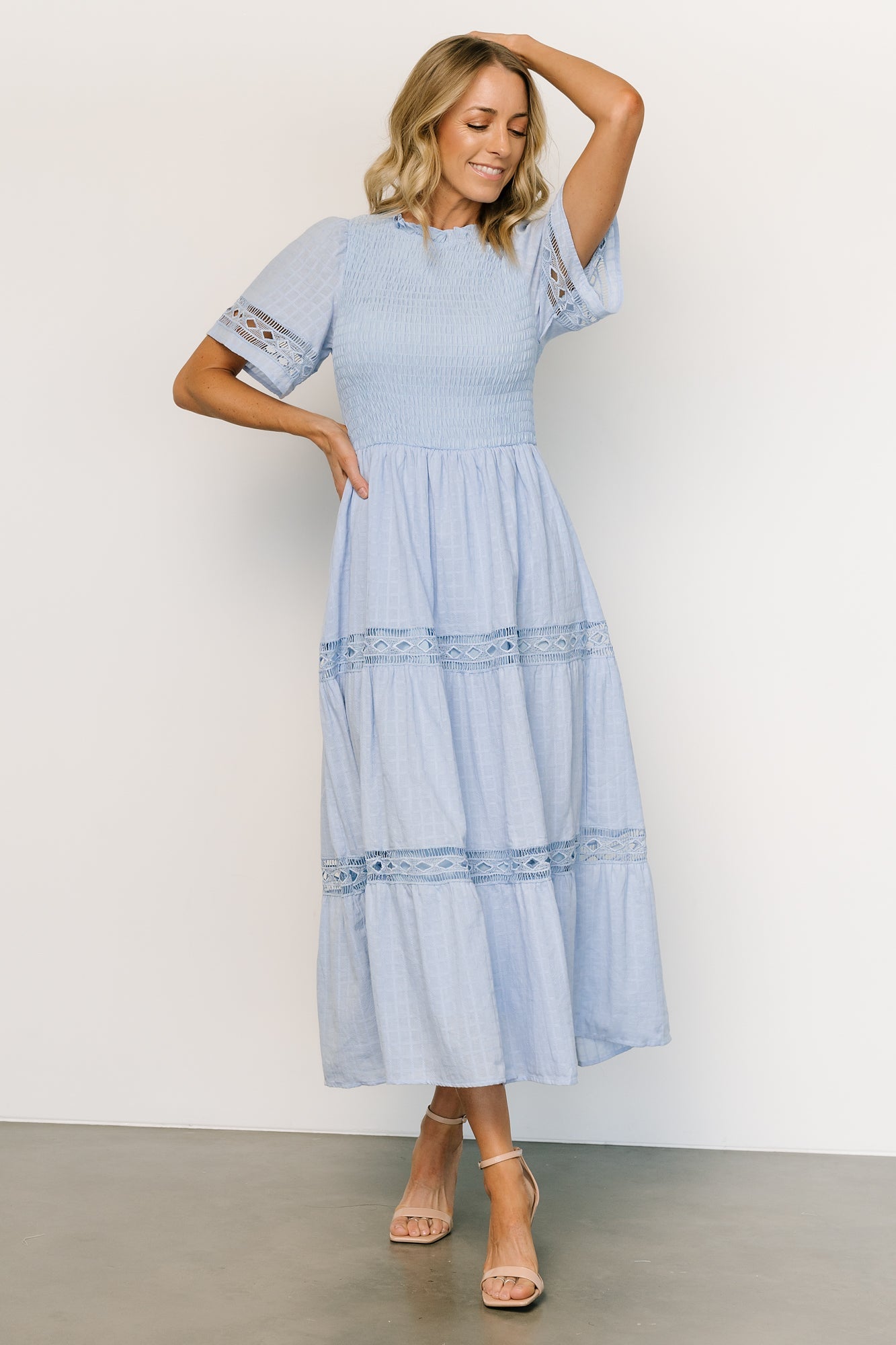 Loveland Geo Lace Maxi Dress | Light Blue Pictures For Sale