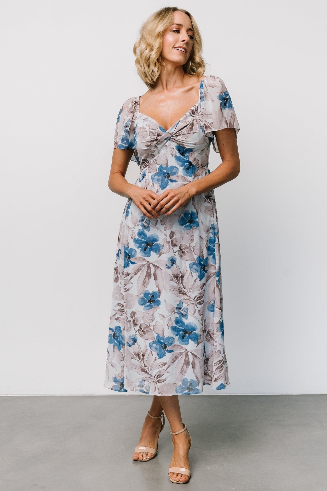 Melinda Midi Dress | Blue Floral Recommend