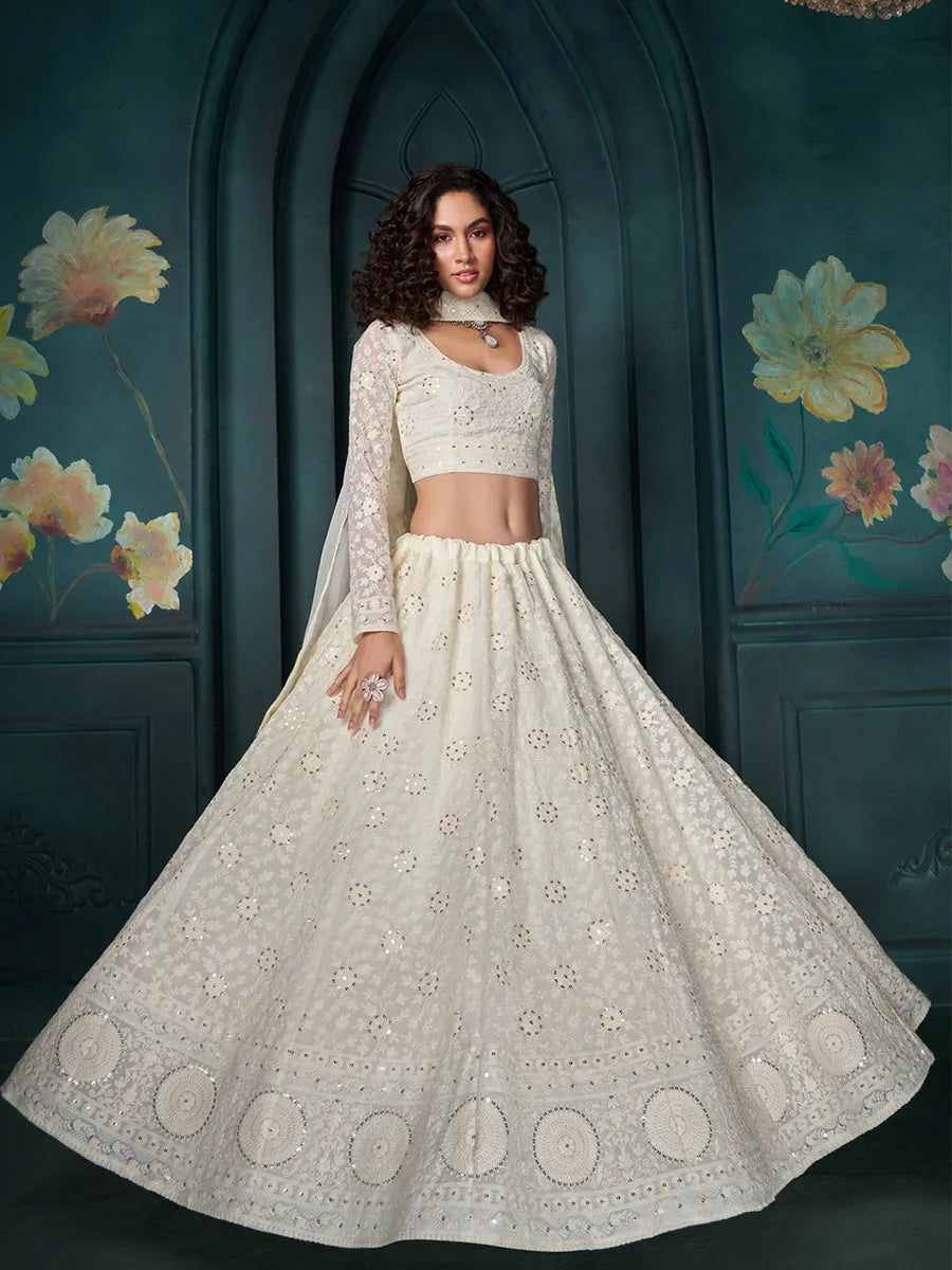 Outstanding Off-White Embroidered Bridal Lehenga Choli Sale Wholesale Pice