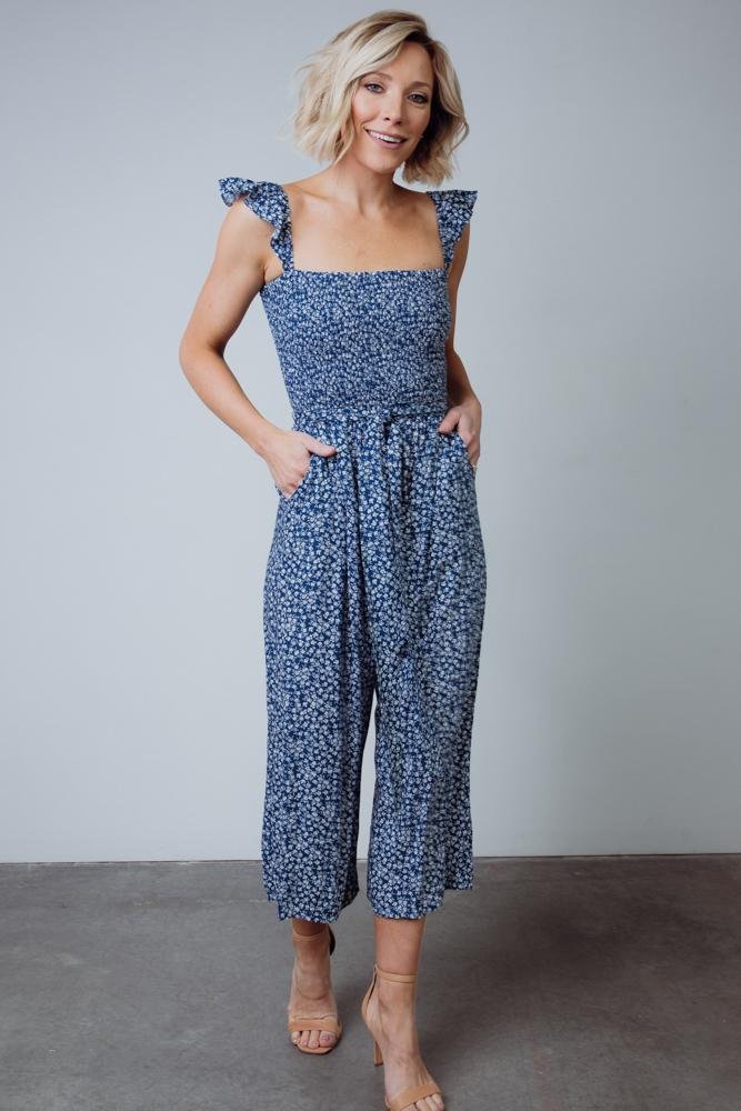 Hadley Smocked Jumpsuit | Navy Free Shipping Big Sale