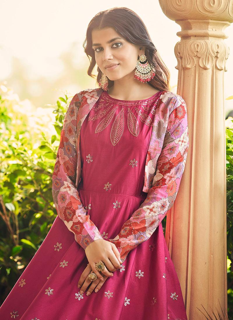 Rani Pink Designer Jacket Gown Sale Online Shop