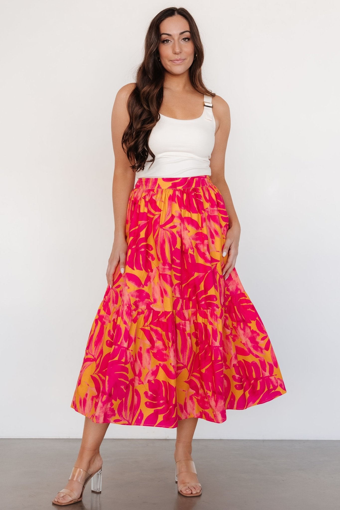 Luana Tiered Skirt | Orange + Fuchsia Outlet Order