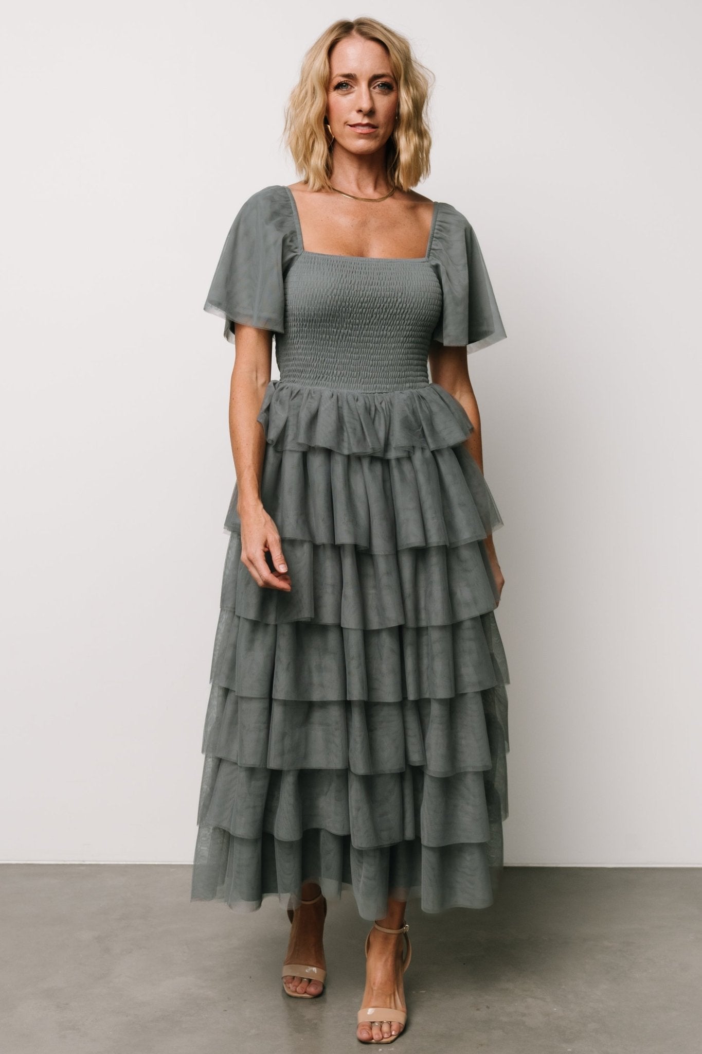 Cherise Tulle Tiered Dress | Blue Sage Cost Cheap Pice