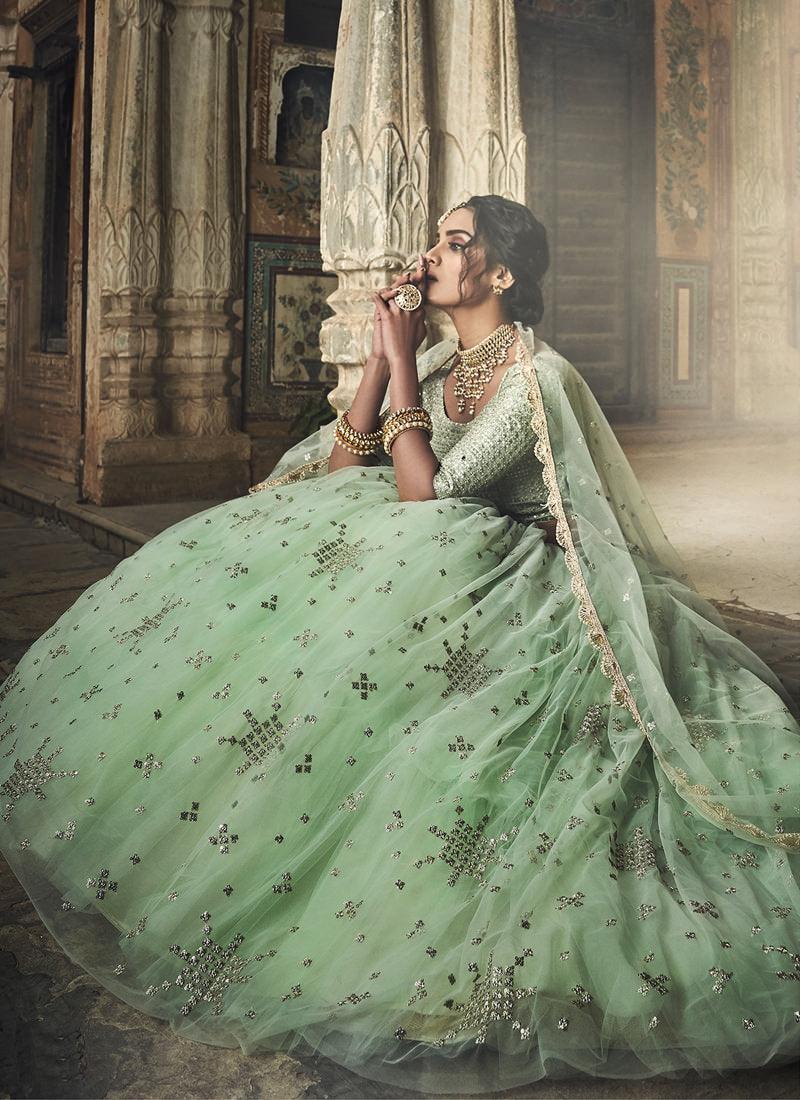 Impressive Sea Green Net Base Designer Sequin Wok Lehenga Choli Discount Low Shipping Fee