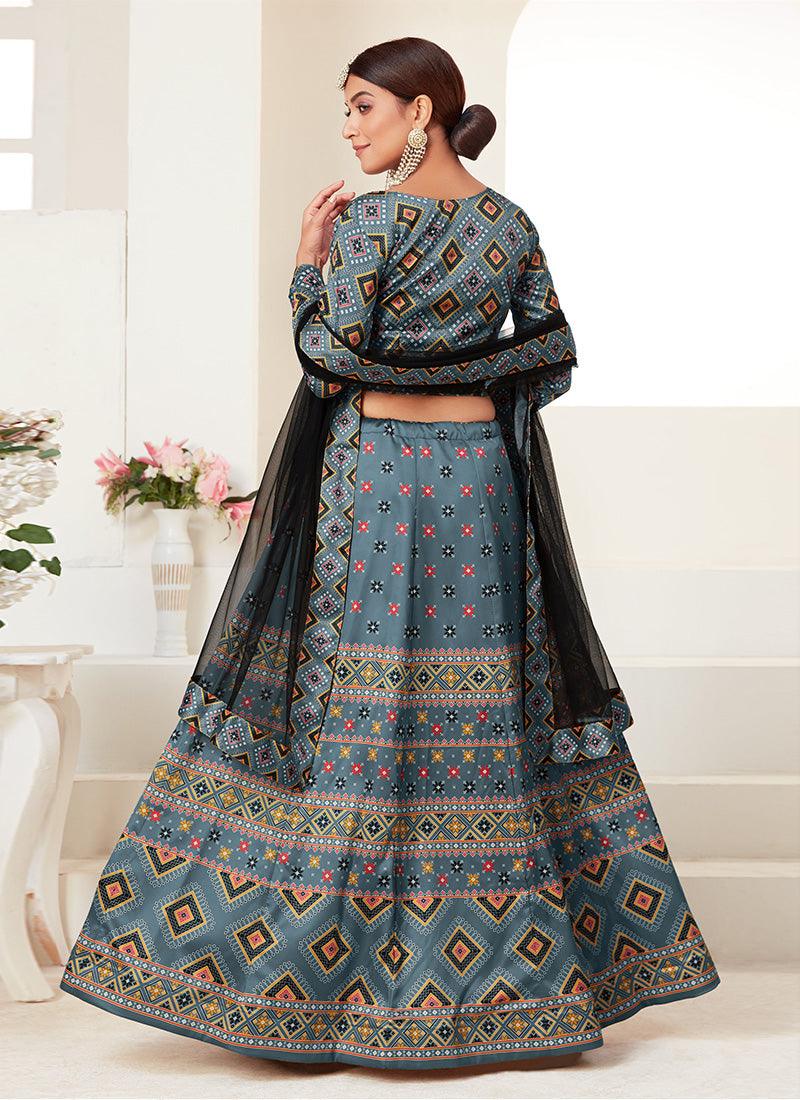 Fossil Grey Digital Print Kalidar Chaniya Choli Clearance Online Official Site