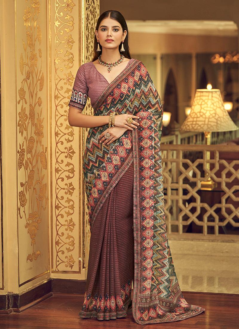 Half N Half Georgette Printed Saree Outlet Online Shop