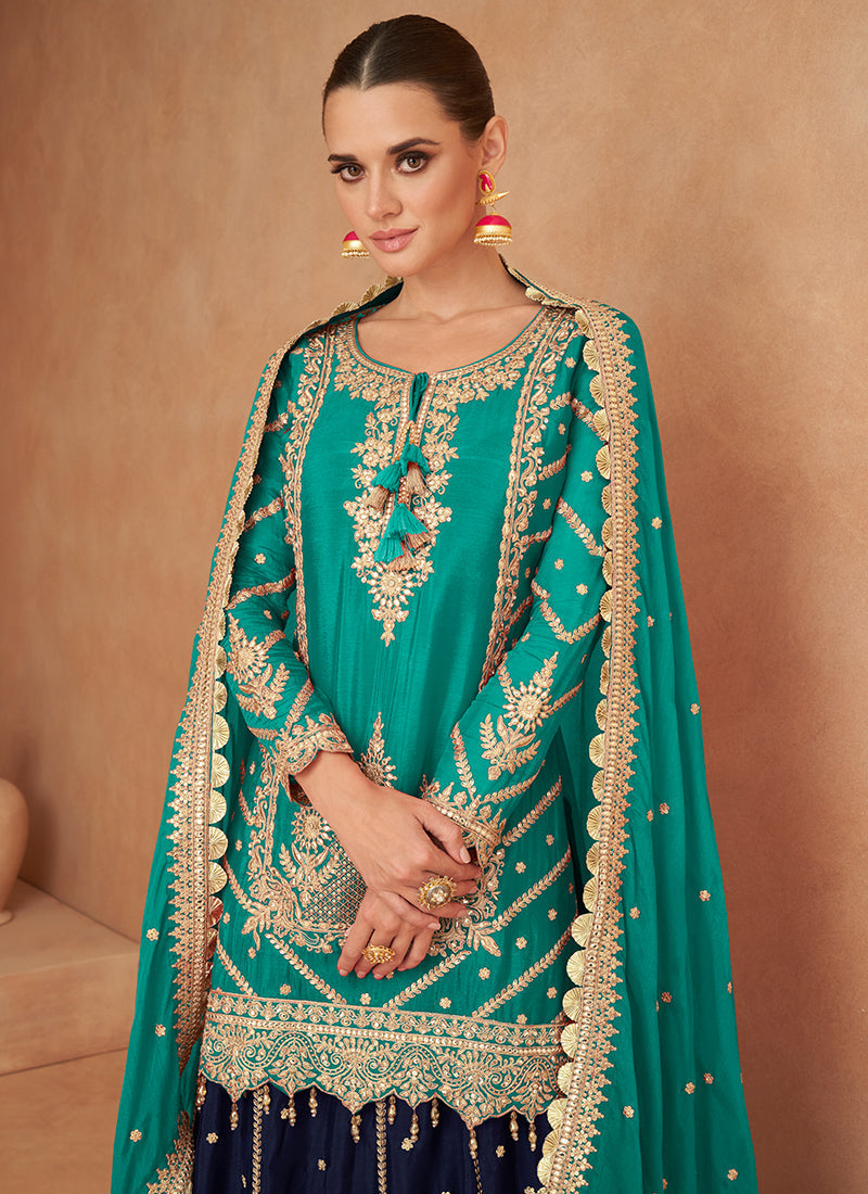 Vibrant and Extraordinary Heavy Embroidered Palazzo Suits Clearance Largest Supplier