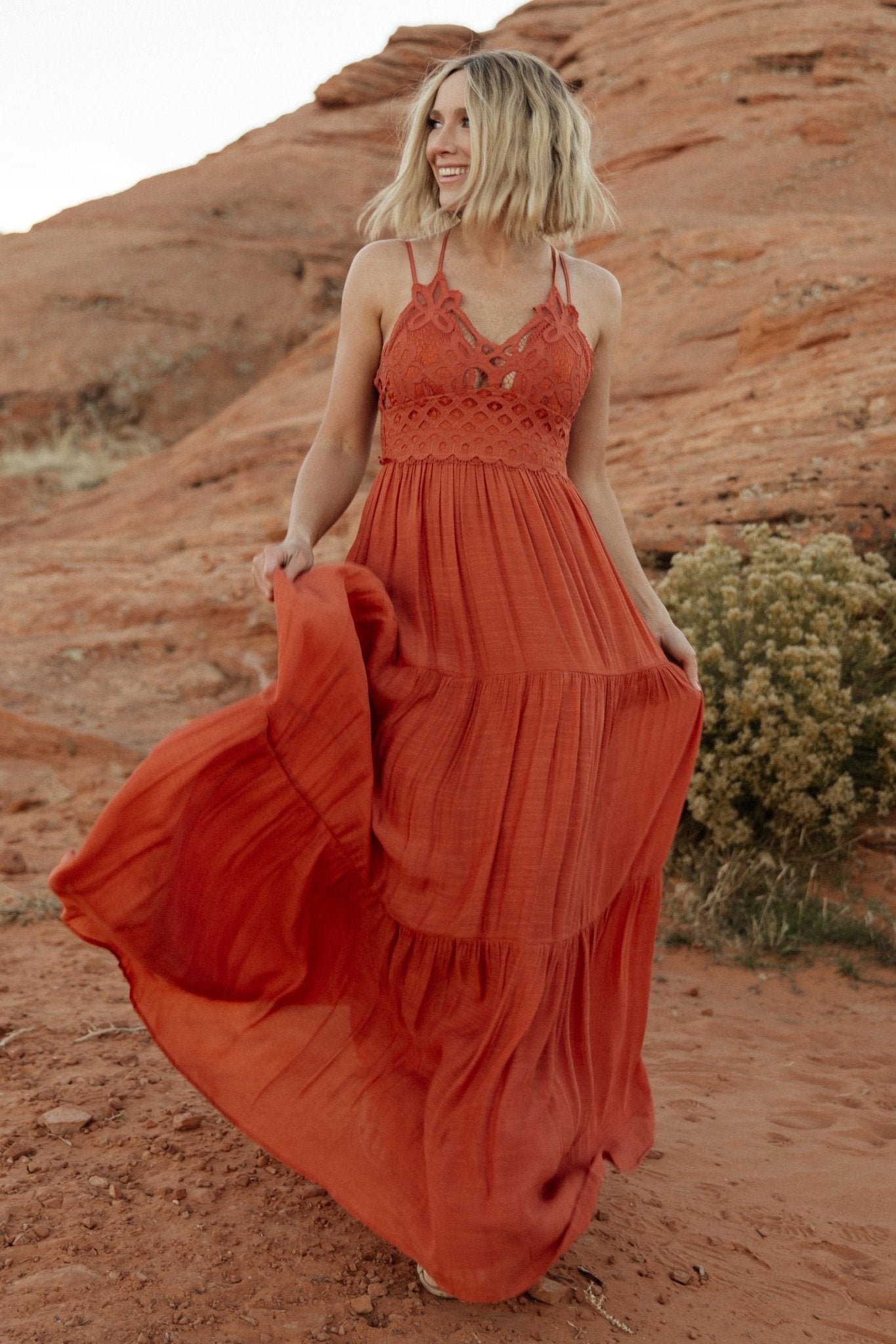 Summerlin Lace Top Maxi Dress | Rust Cheap Pices Authentic