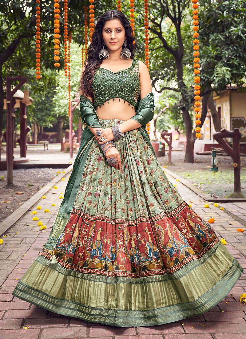 Sea Green Crush Lehenga With Hand Work Blouse Amazing Pice Cheap Online