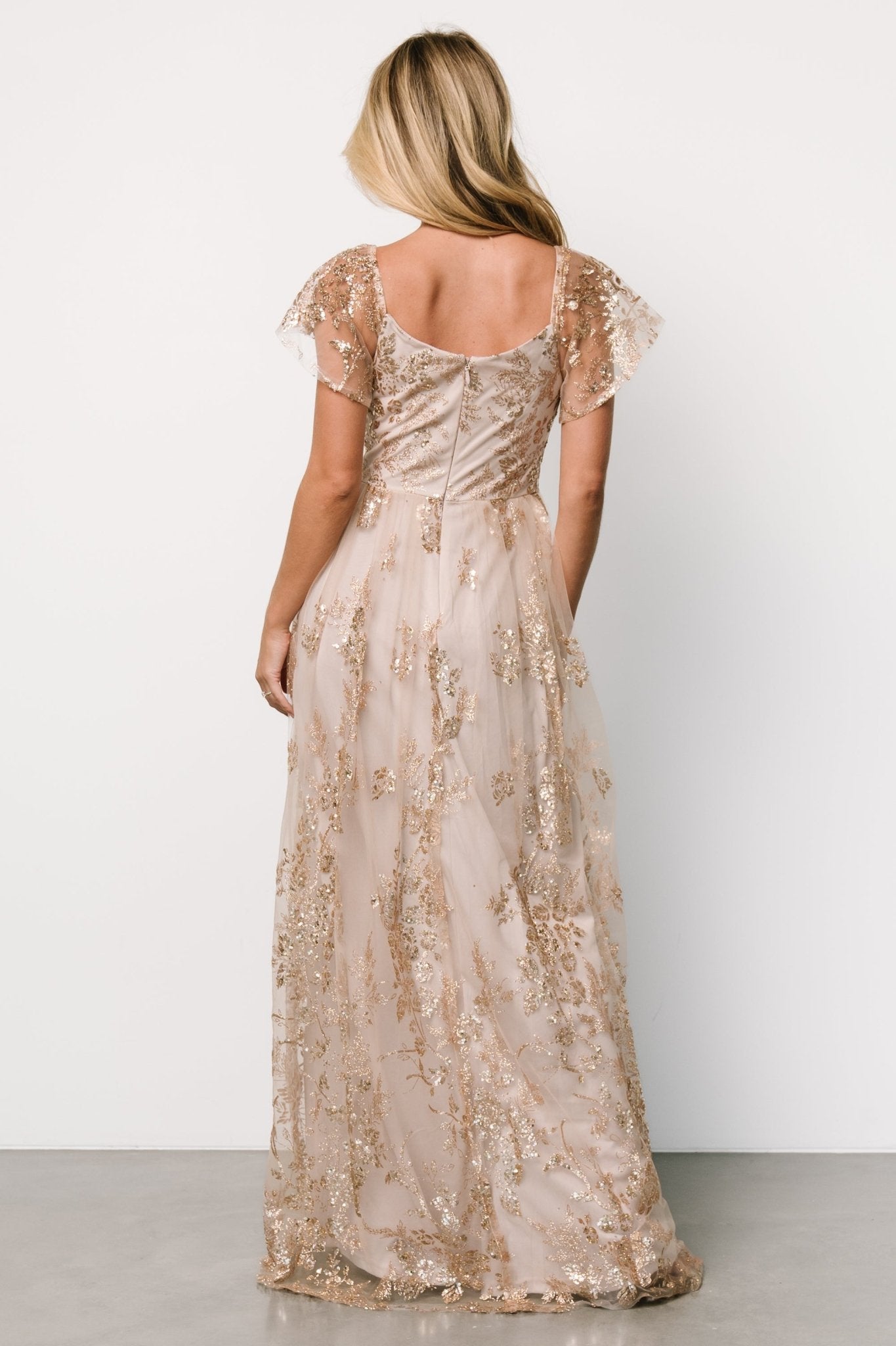 Corinne Shimmer Maxi Gown | Champagne Outlet Lowest Pice