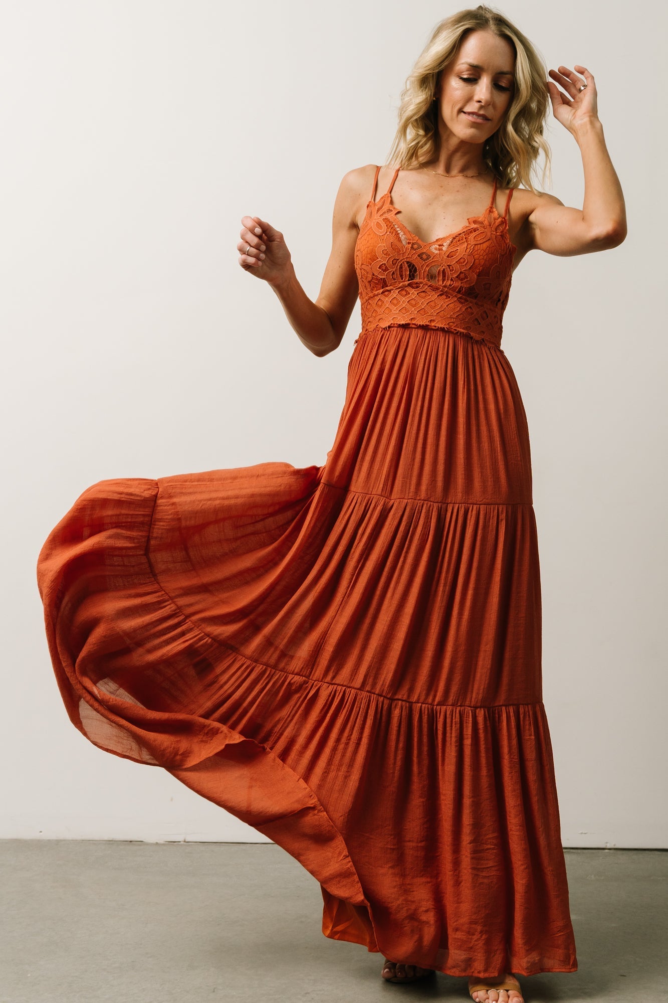 Summerlin Lace Top Maxi Dress | Rust Cheap Pices Authentic