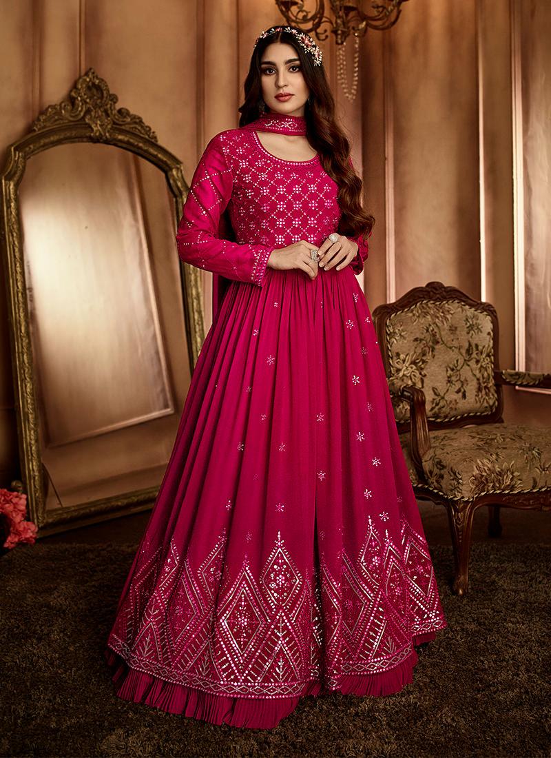 Designer Embroidered Rani Pink Gown Sale Best Seller