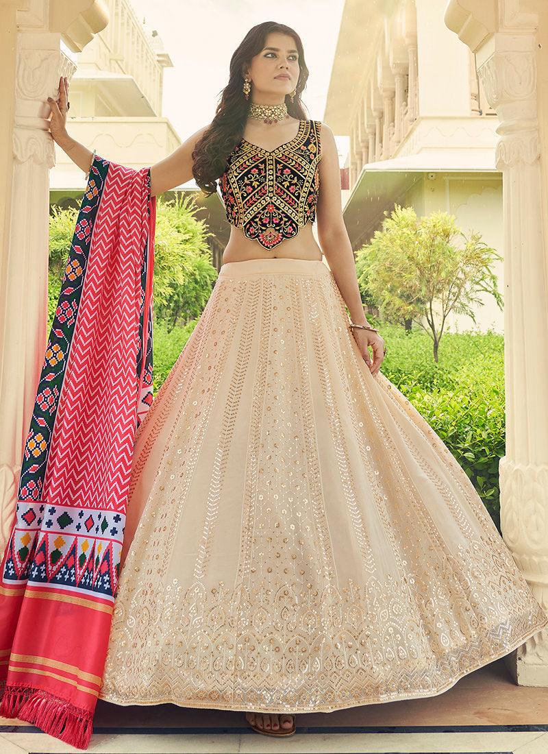 Designer Beige Ghaghra Choli Online Online Outlet Sale