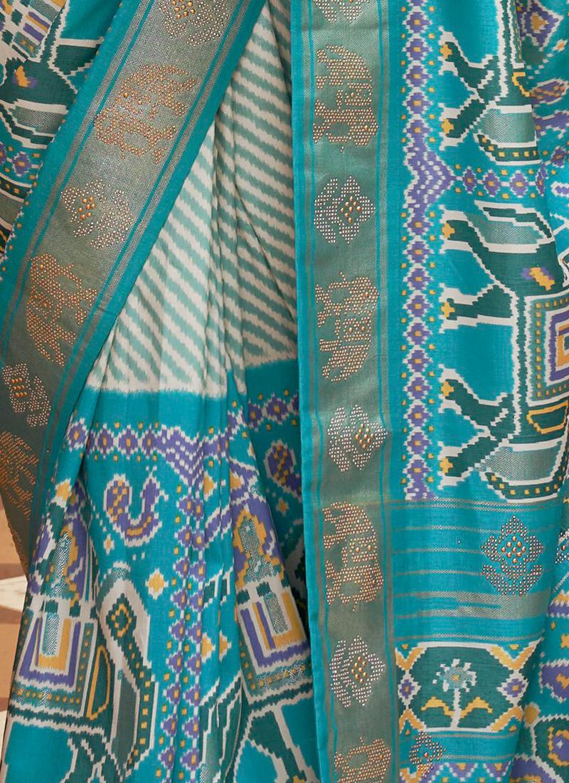 Turquoise Pure Silk Patola Saree Latest Collections