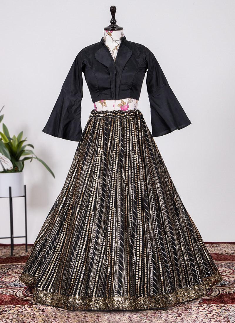 Black Flared Lehenga With Optional Blouse Discount Get To Buy