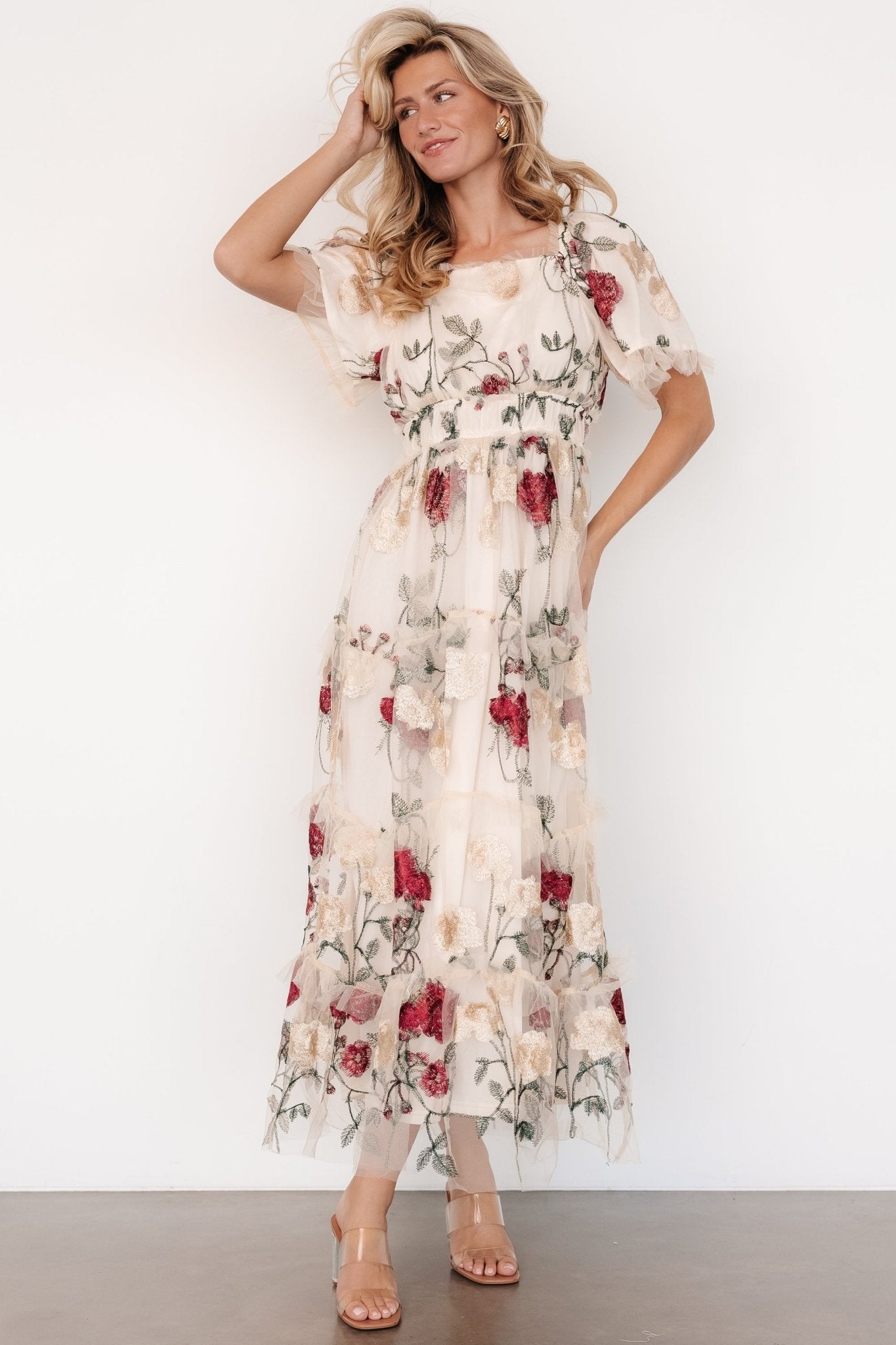 Allison Embroidered Tulle Maxi Dress | Cream Multi The Cheapest Cheap Online