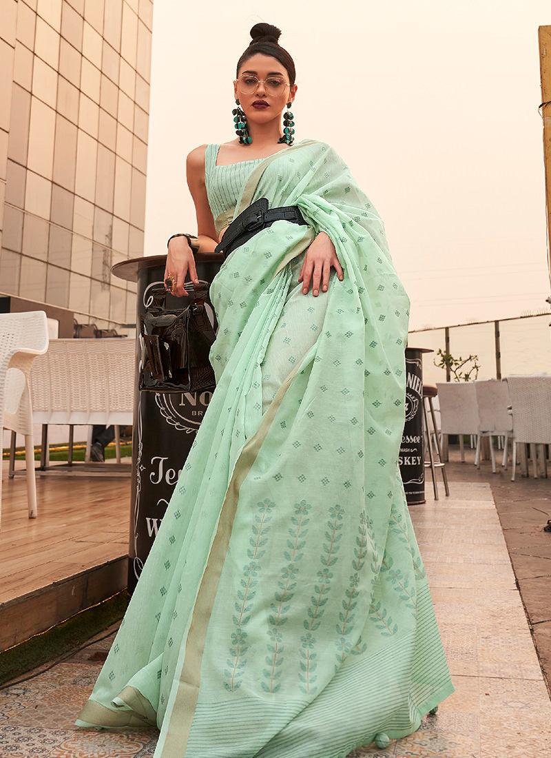 Classic Wear Sea Green Viscose Silk Saree Discount Pay With Paypal