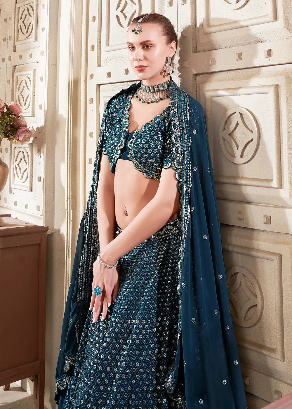 Exquisite and Luxurious Navy Blue Wedding Style Lehenga Choli Deals Cheap Online