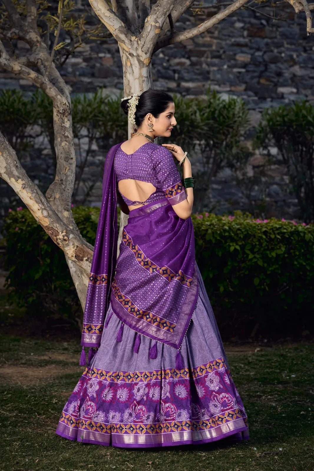 Purple Wedding Wear Tussar Silk Printed Lehenga Choli Set Shop Offer Cheap Online