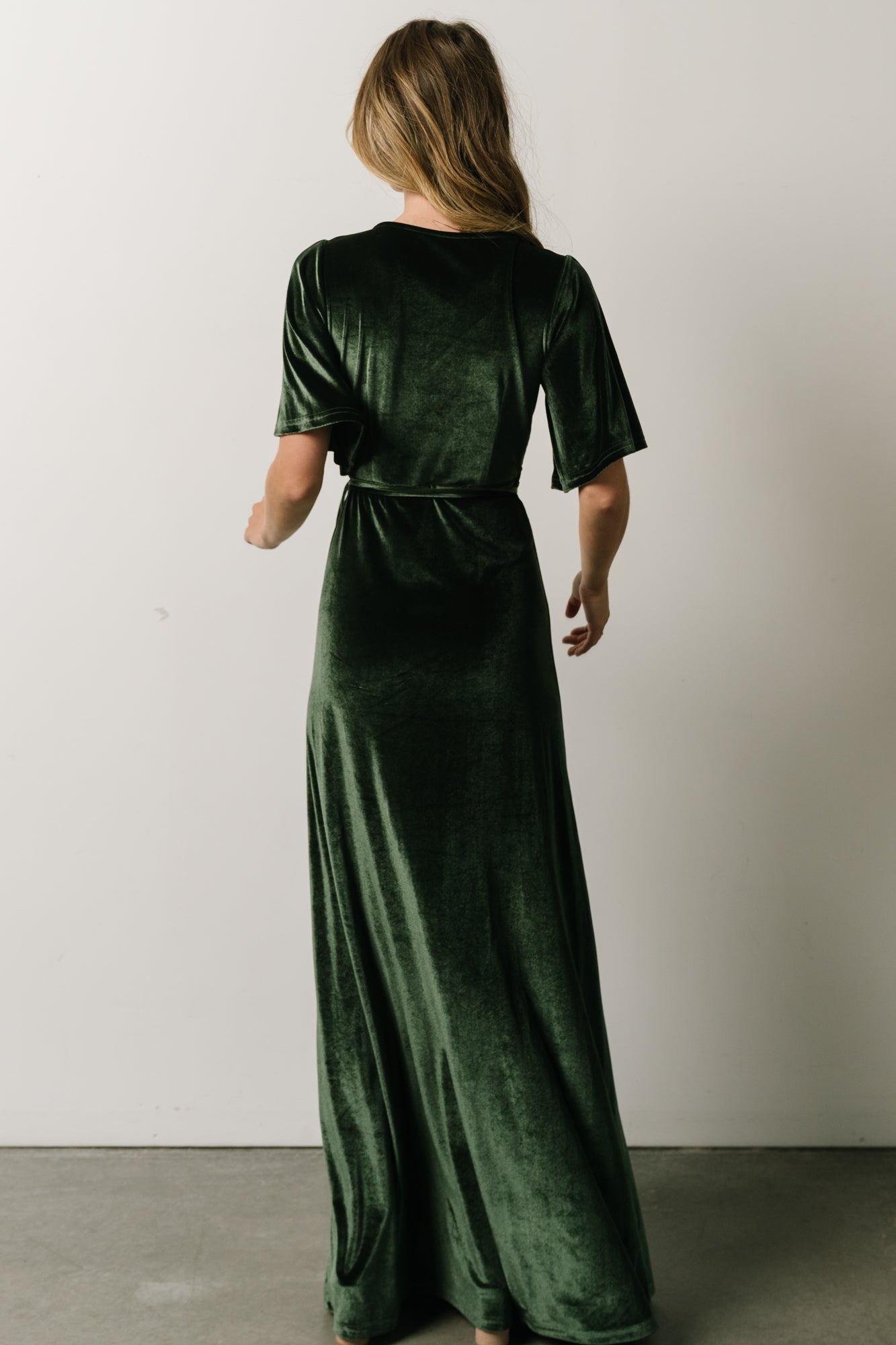 Meghan Velvet Wrap Maxi Dress | Deep Green Cheap Pirce