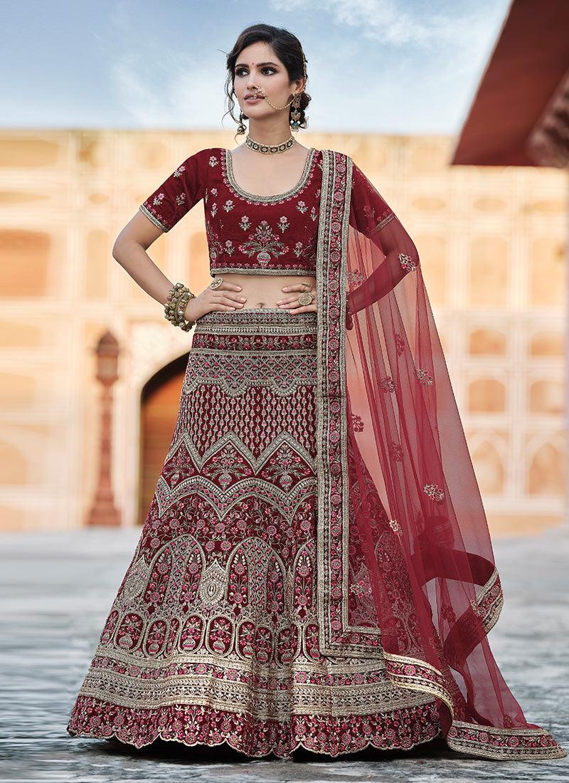 Astounding Maroon Color Resham And Zari Work Lehenga With Net Dupatta Footlocker Online