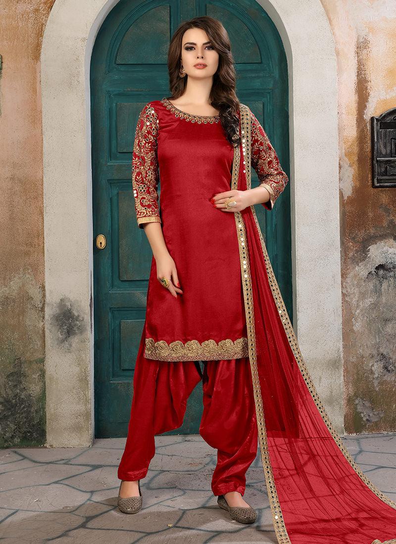 Solid Maroon Patiala Suit With Heavy Work Sleeves Discount Codes Really Cheap