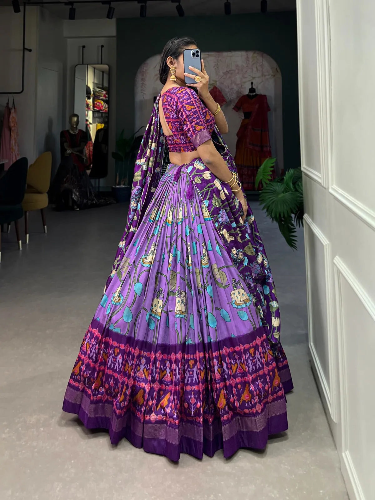 Lovely Lavender Patola Print Zari Weaving Border Work Lehenga Choli Outlet With Paypal Order