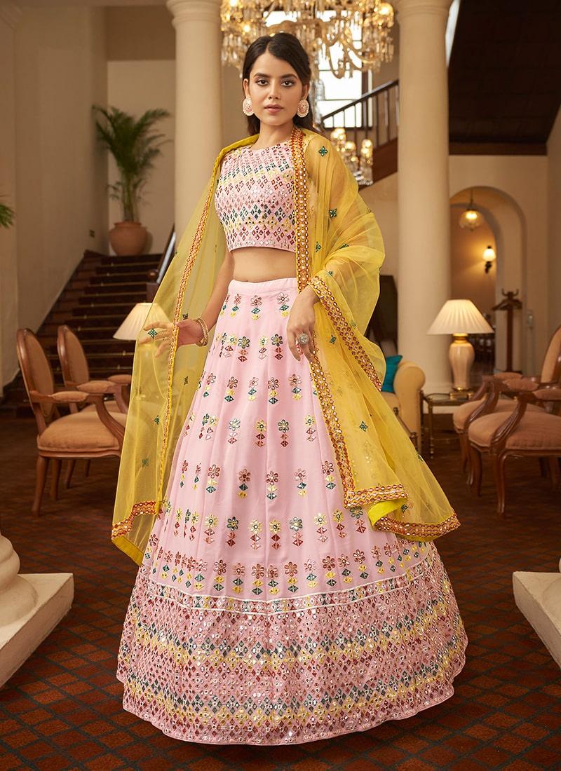 Light Pink Color Georgette Material Lehenga With Net Dupatta Pay With Paypal Online