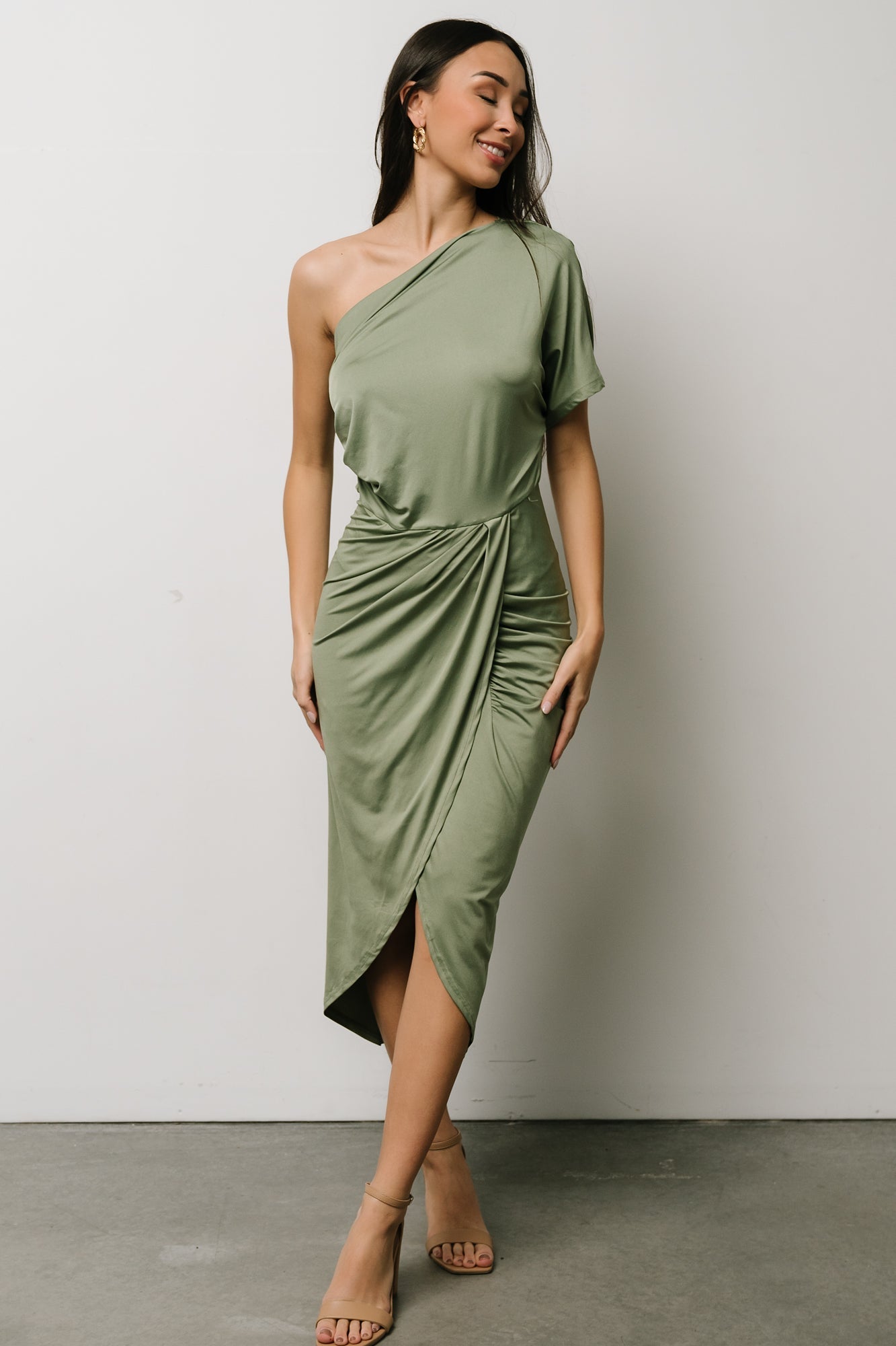 Addison Midi Dress | Dusty Sage Quality Original