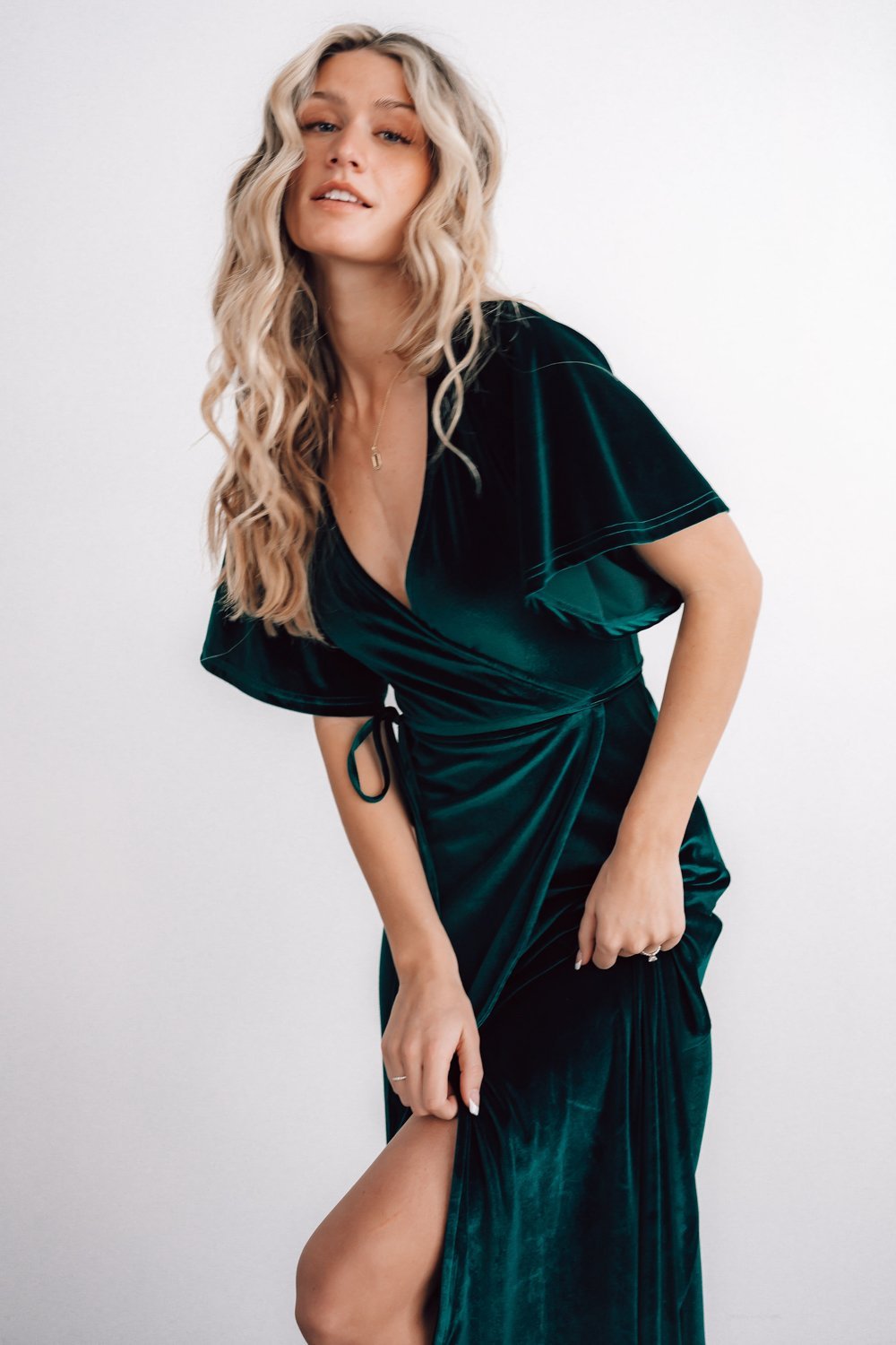 Meghan Velvet Wrap Maxi Dress | Emerald Store Cheap Online