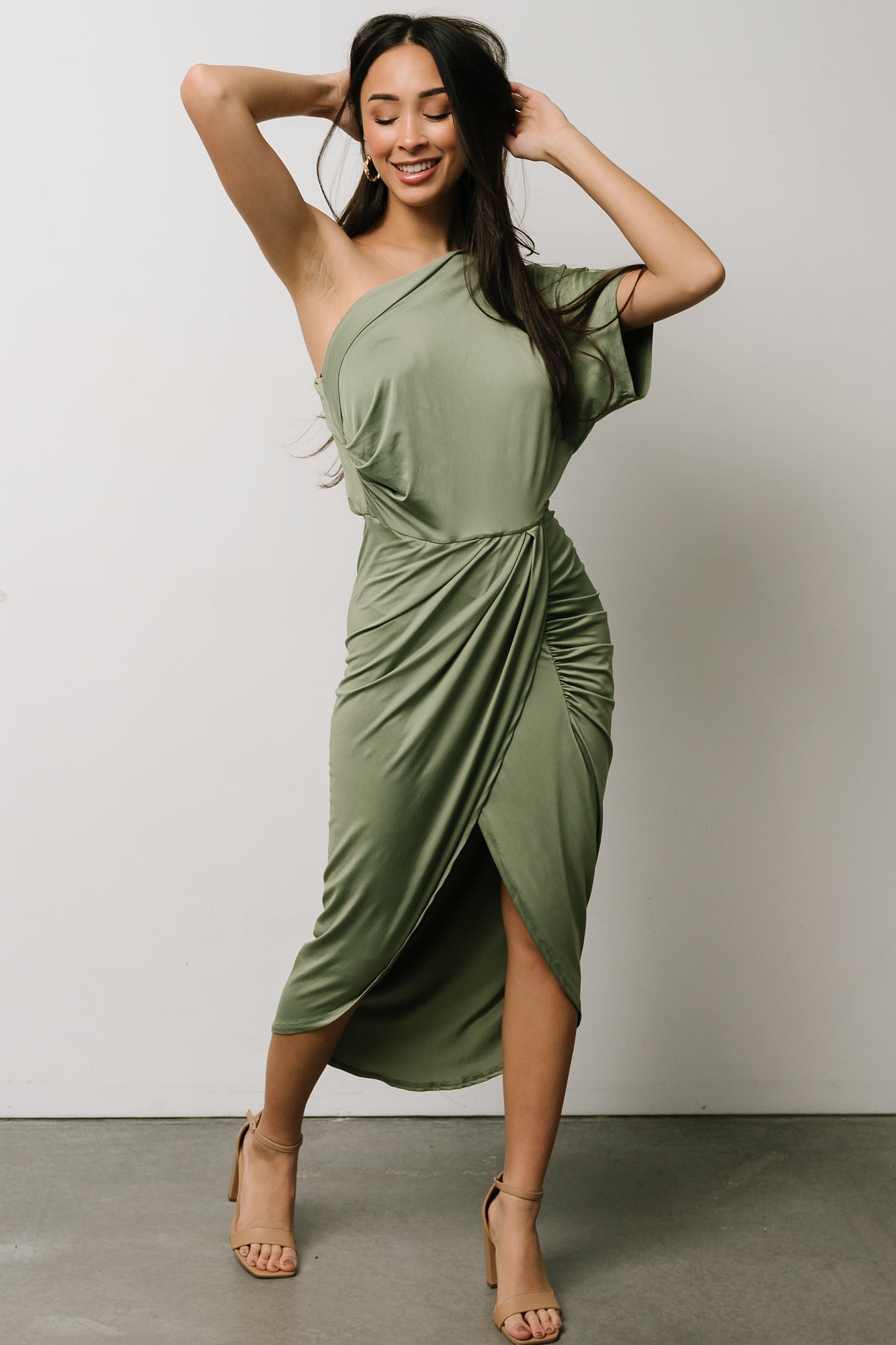 Addison Midi Dress | Dusty Sage Quality Original