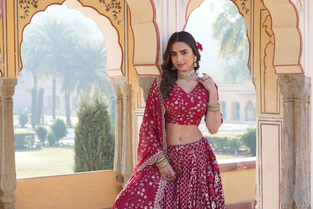 Attractive Pure Viscous Georgette Heavy Sequins Embroidered Lehenga Choli Set Countdown Package