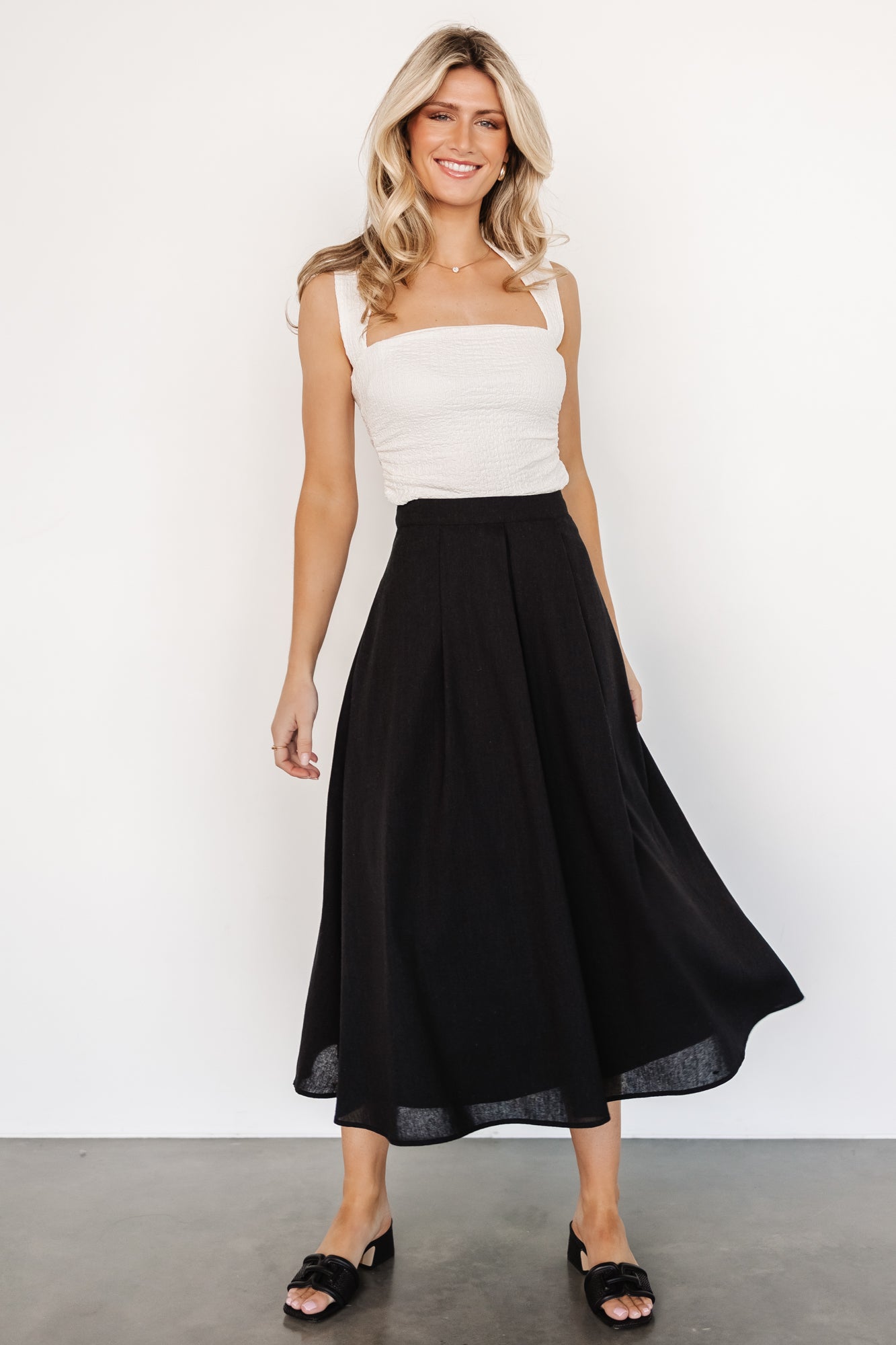 Katie Pleated Midi Skirt | Black New Online