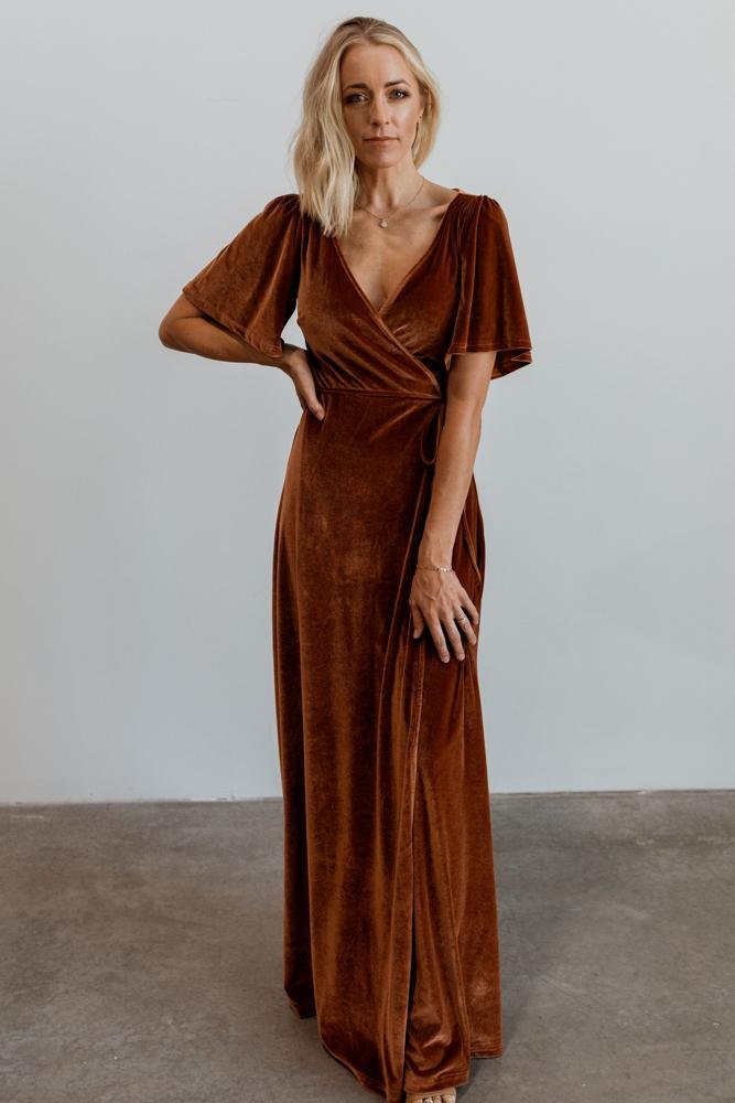 Meghan Velvet Wrap Maxi Dress | Spice Fashion Style For Sale