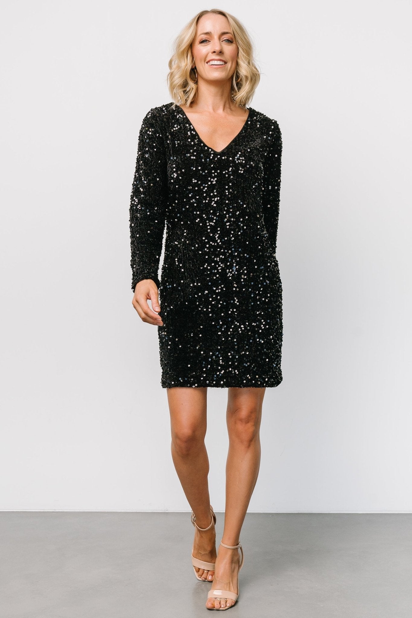 Betty Sequin Short Dress | Black Cheap Sale Good Selling