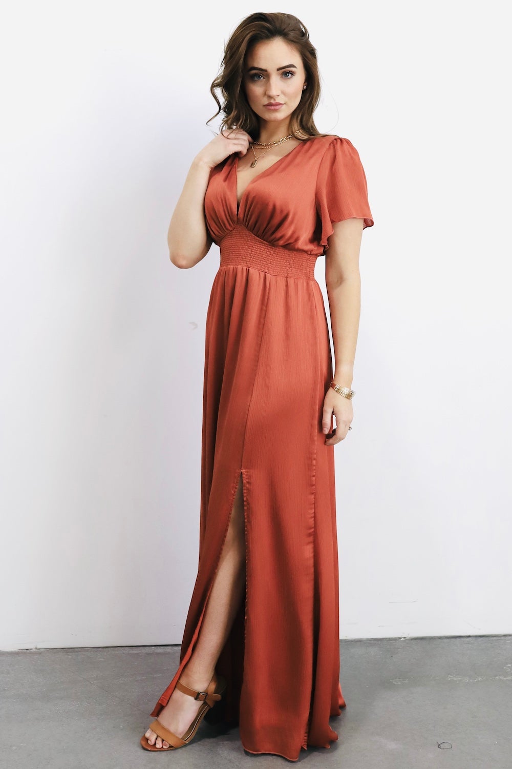 Prague Satin Maxi Dress | Rust With Paypal Sale Online