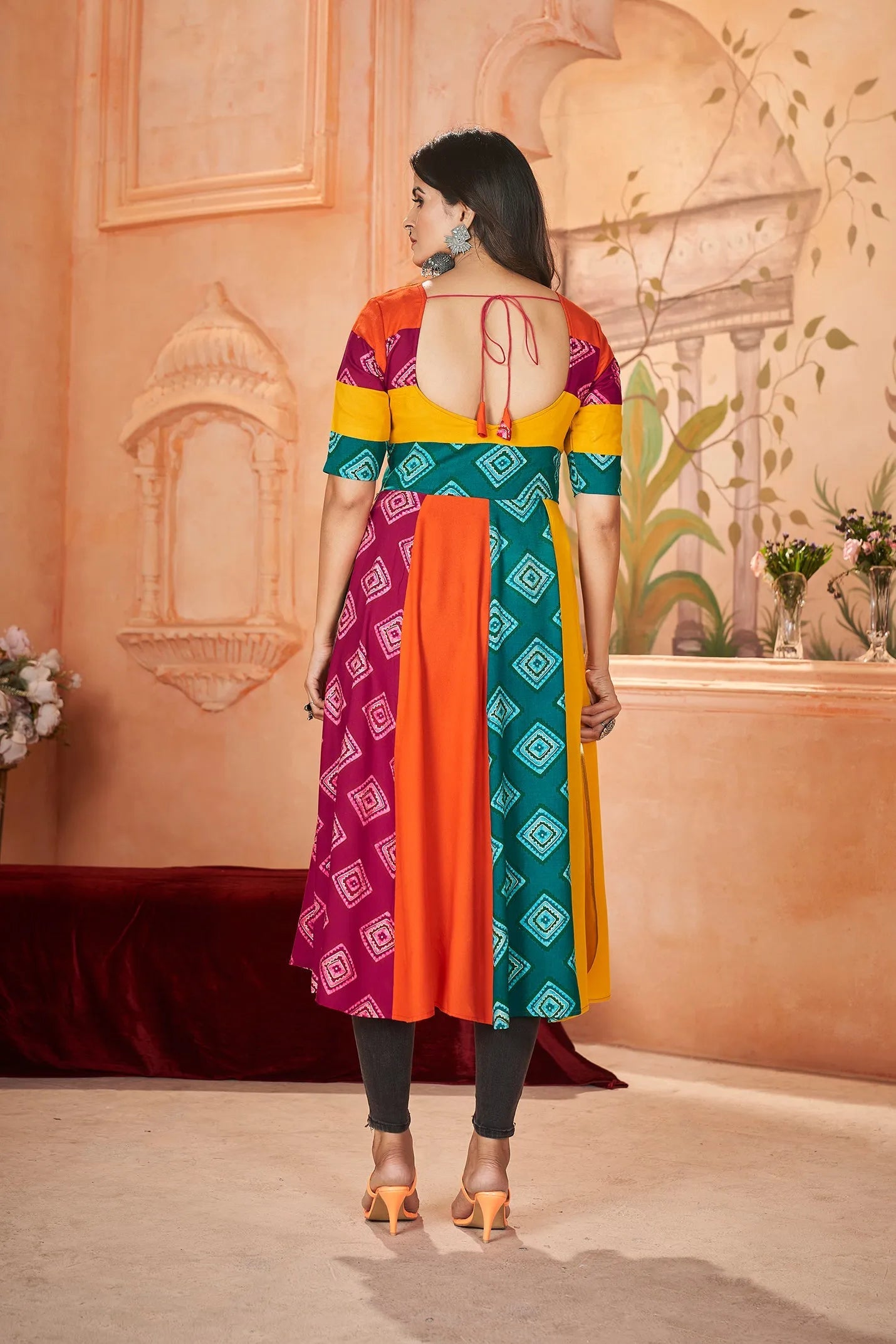 Navratri Wear Multi Colored Rayon Printed Embroidered Kurti Best Wholesale Sale Online