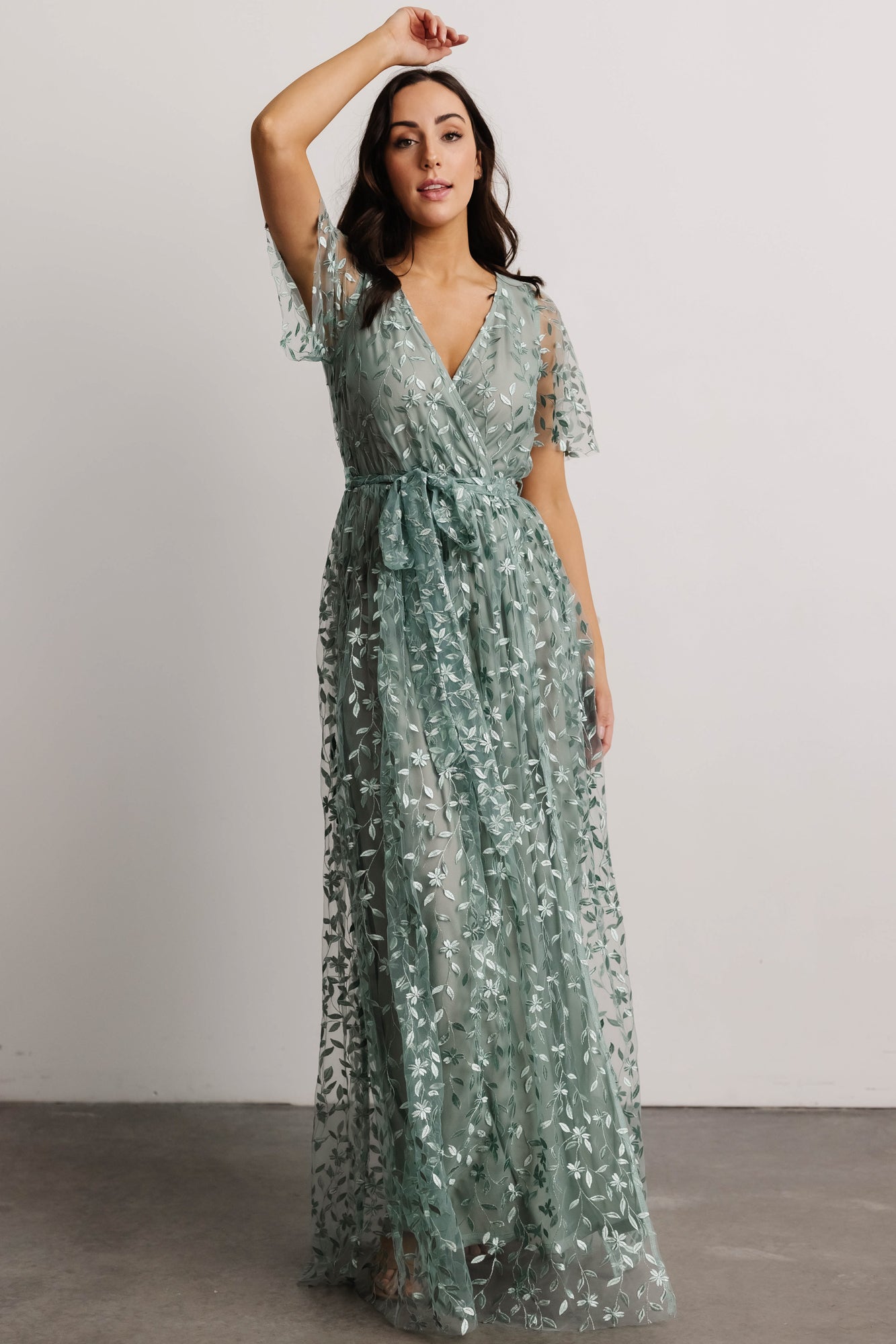 Marseille Embossed Maxi Dress | Eucalyptus Fashionable Cheap Online