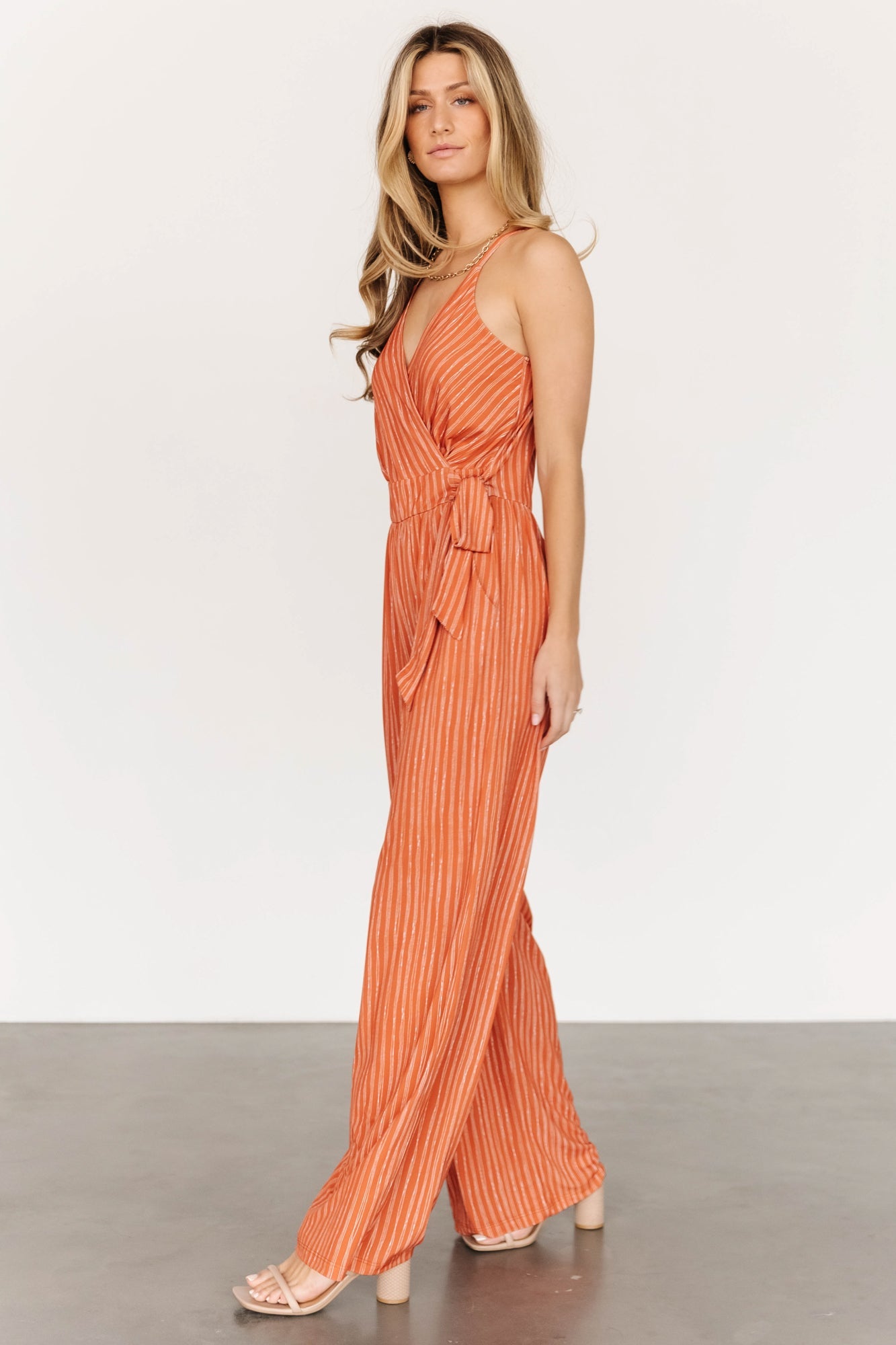 Zuri Tank Jumpsuit | Burnt Orange Stripe Buy Cheap Footlocker Pictures