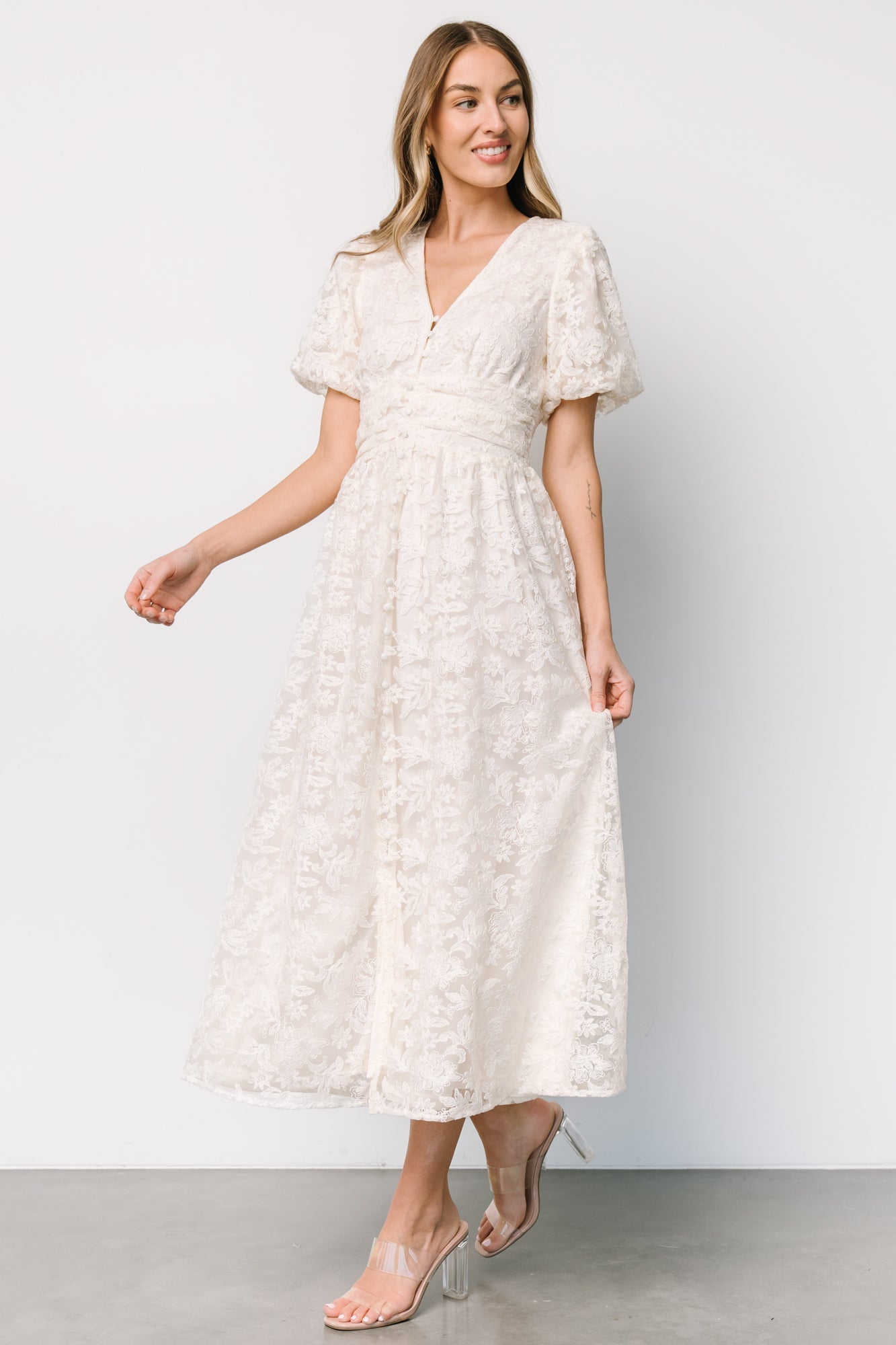 Edwina Lace Dress | Vintage Cream Sale Cheap Pice