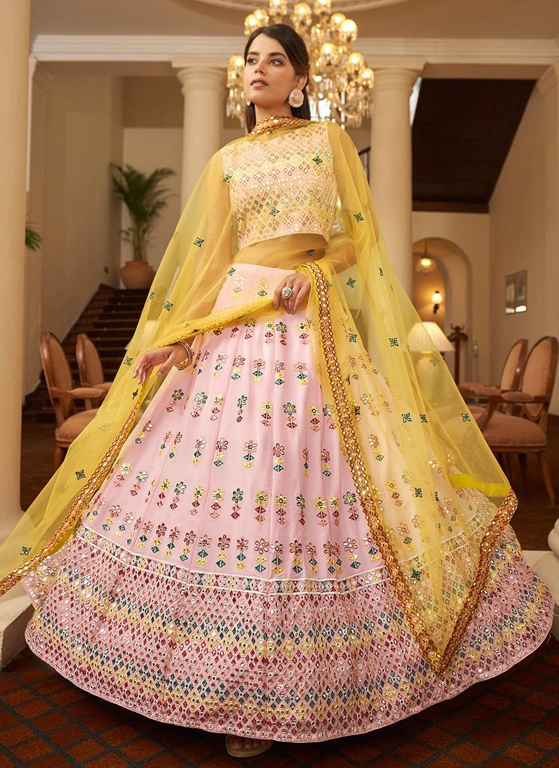 Light Pink Color Georgette Material Lehenga With Net Dupatta Pay With Paypal Online