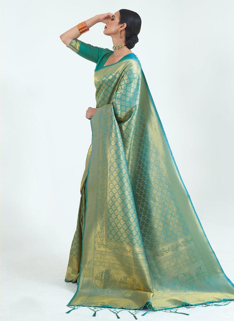 Enthralling Look Silk Fabric Embroidered Green Saree Discount Release Dates