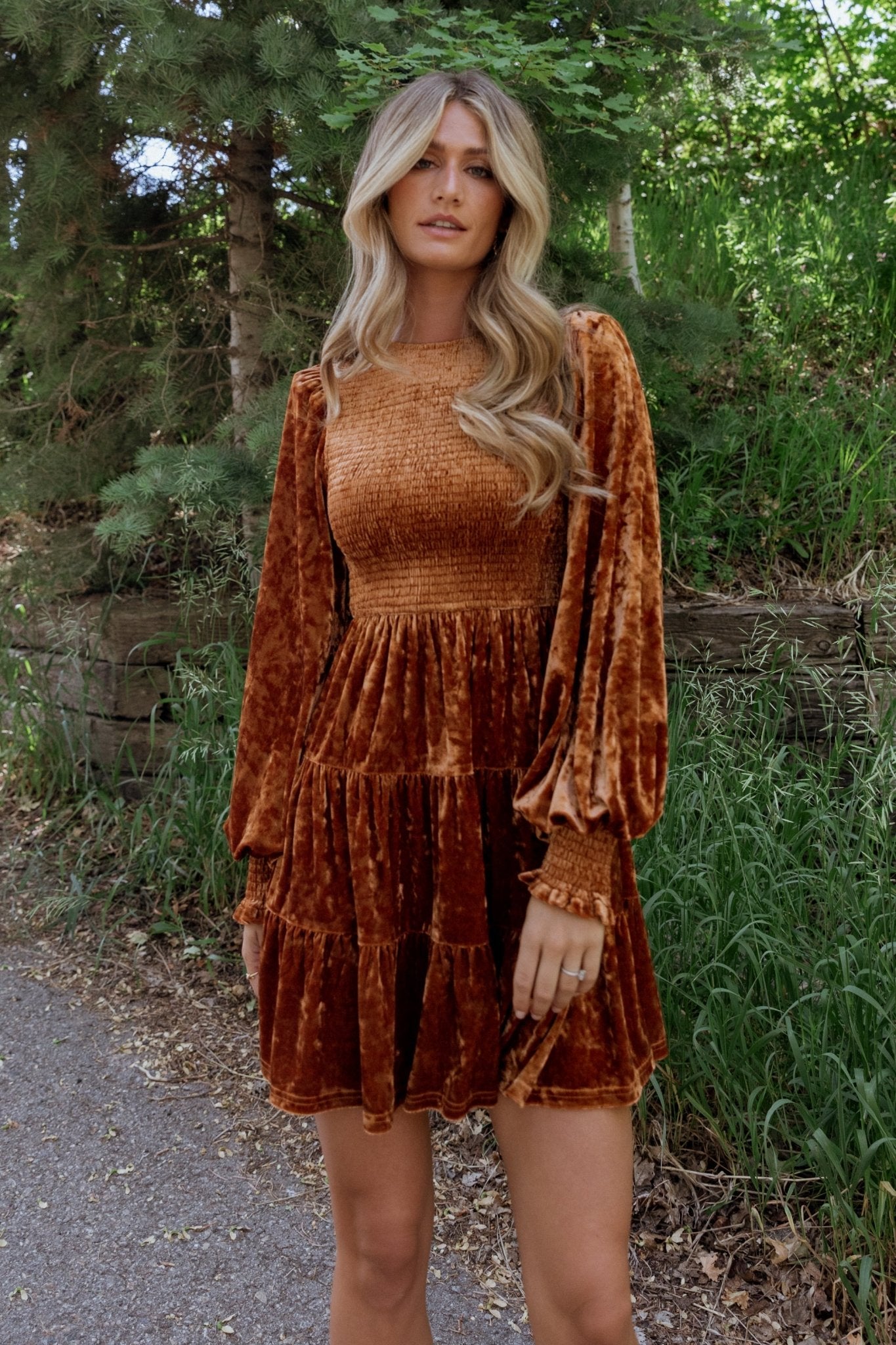 Kele Crushed Velvet Mini Dress | Light Copper Outlet Locations