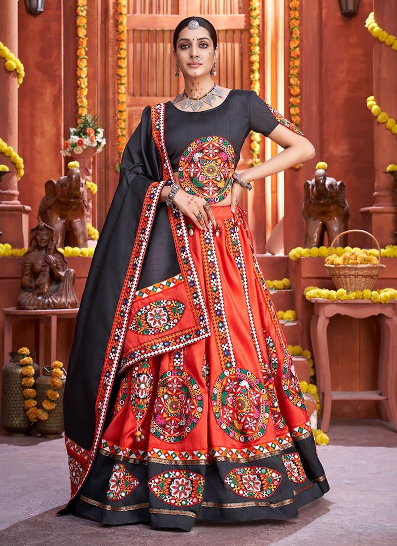 Art Silk Base Designer Red Chaniya Choli For Navratri Big Discount For Sale