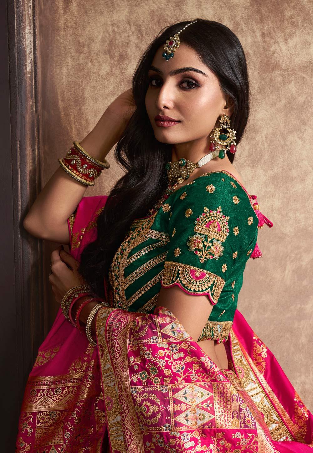 Peach Pink Banarasi Silk Wedding Lehenga Choli Set Tumblr Online