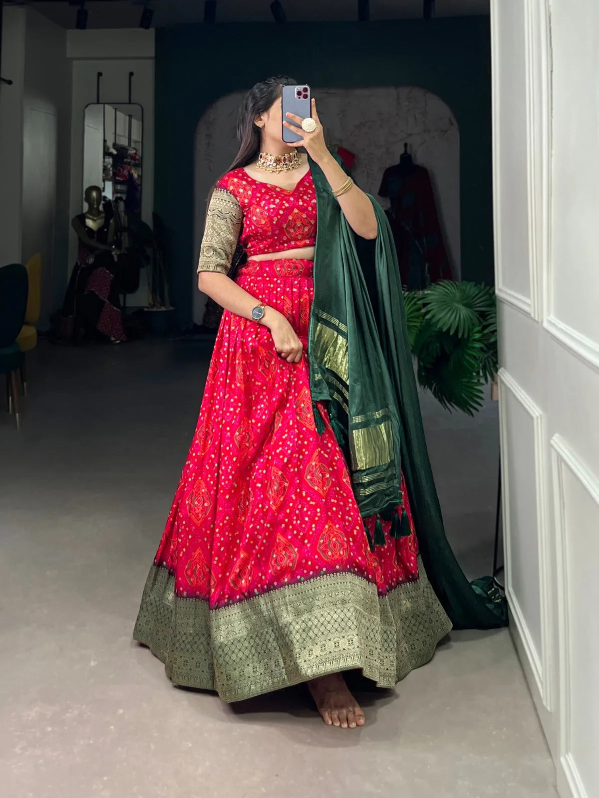 Traditional Zari Weaved Viscos Silk Lehenga Choli Cheap Manchester Great Sale