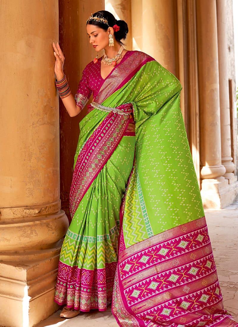 Silk Base Green Color Printed Saree With Swarovski Work With Mastercard Online