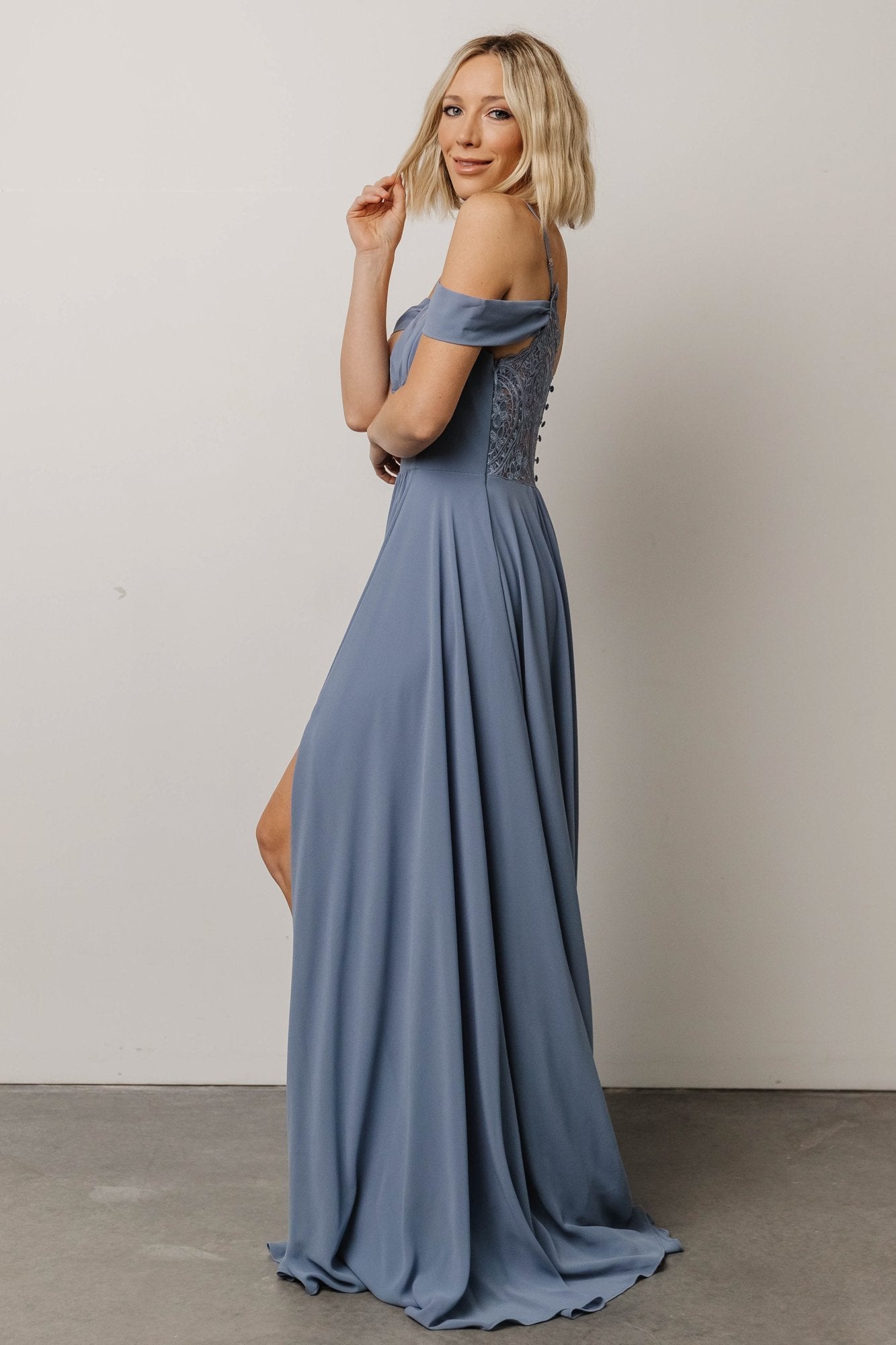 Bianca Lace Maxi Dress | Dusty Blue Sale Outlet