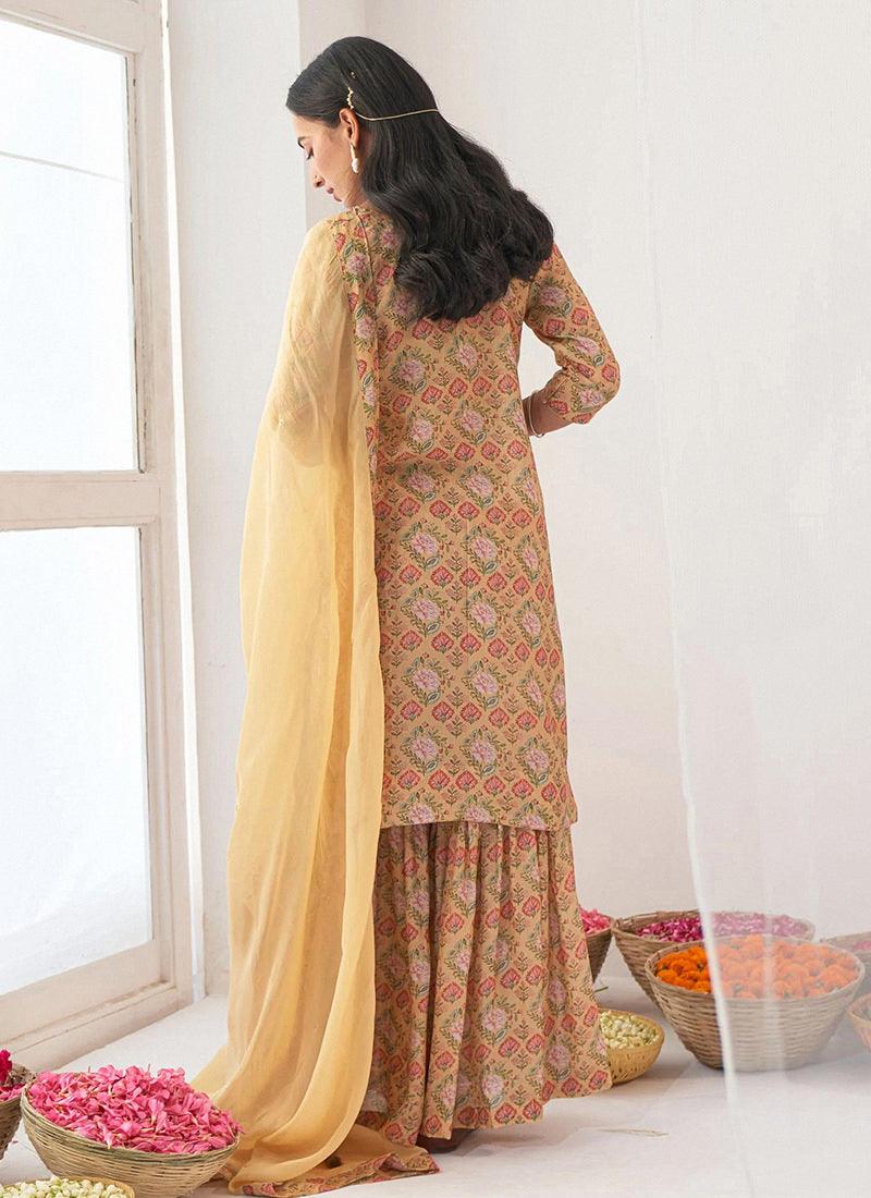 Digital Printed Yellow Pakistani Sharara Sale Clearance